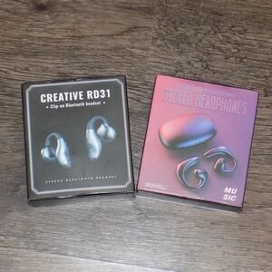 Creative RD31 Clip-on Bluetooth Headset & MU SIC Stereo Headphones Black Good